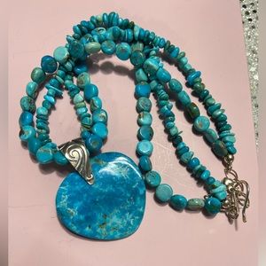 Turquoise and Sterling silver necklace and pendant